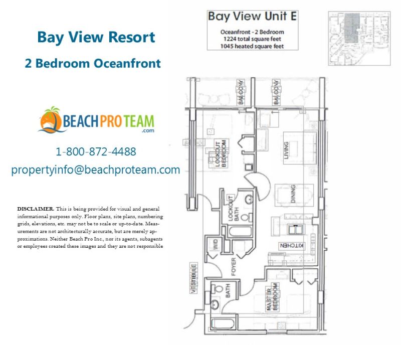 Bay View Resort Floor Plan E - 2 Bedroom Oceanfront Lockout